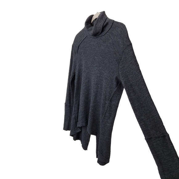 We The Free Charcoal Heathered Gray Turtleneck Open Back Long Sleeve Top Size XS - Picture 3 of 10